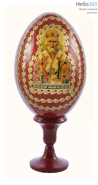  Яйцо пасхальное деревянное на подставке, цветное, с иконой, высотой б/п:8 см., н/п: 11.5 см., фото 4 