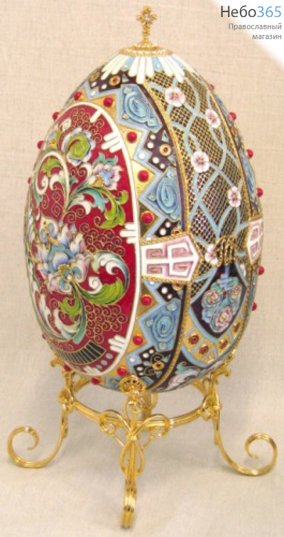  Яйцо пасхальное большое неоткрывающиеся на подставке №4 роспись, фото 1 