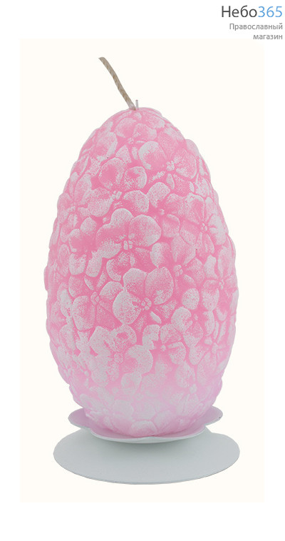  Свеча парафиновая 1042, Яйцо резное, супер большое, цветочное, со светодиодами, переливающееся (в коробе - 9 шт.), фото 1 