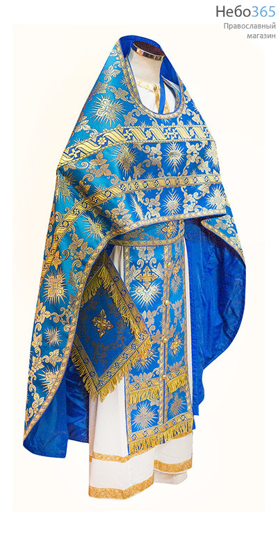  Облачение иерейское, голубое с золотом, 92/155 парча в ассортименте, греческий галун, фото 1 