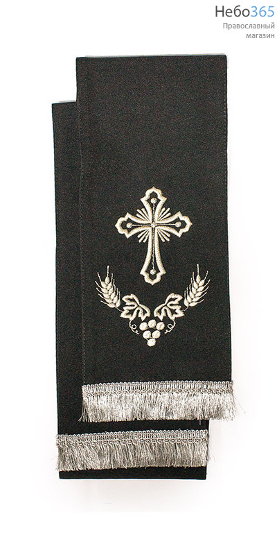  Закладка  для Евангелия, черная с серебром, вышивка "Крест", ткань габардин, размеры: 14 х 145 см, фото 1 