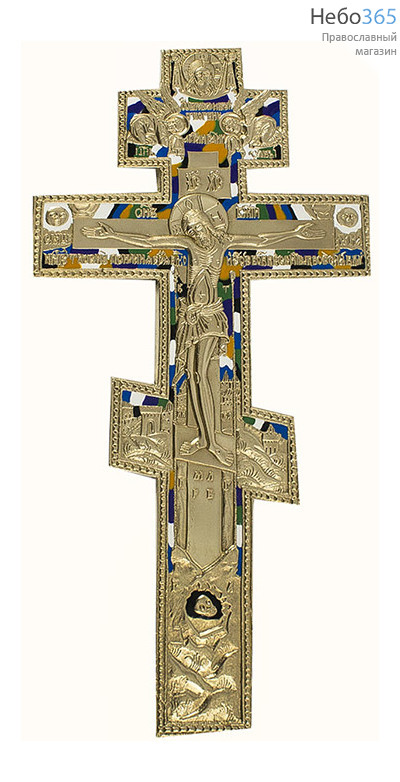  Крест металлический "Поморский" киотный,, латунное литье, эмаль, 509-1, 5539 с бело-голубой эмалью, вариант № 1, фото 2 