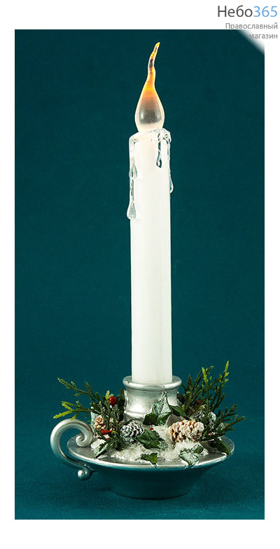  Сувенир рождественский Свеча горящая, из пластика и полистоуна, с подсветкой, высотой 25,5 см, АК7768., фото 1 