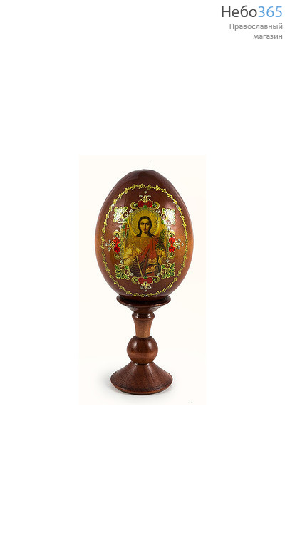  Яйцо пасхальное деревянное на подставке, с иконой со стразами, среднее, высота без подставки 10 см с иконами Святых, в ассортименте, фото 1 