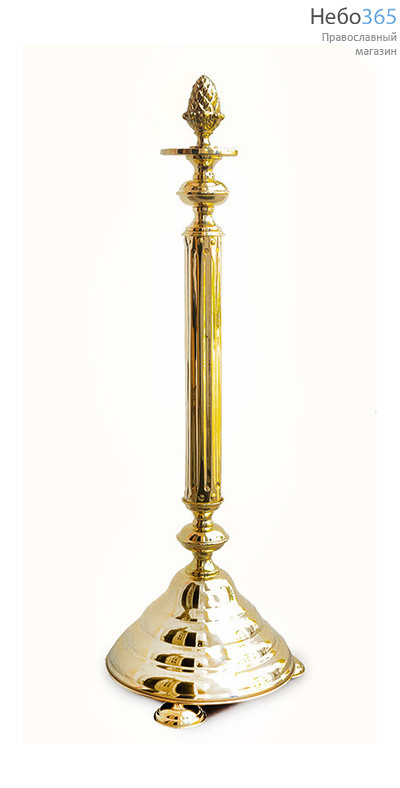  Подставка для ограждения храмовая латунная "Столбик" с кольцом, высотой 86 см, фото 1 
