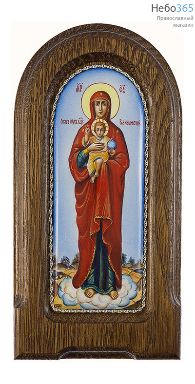  Валаамская икона Божией Матери. Икона писаная 5х12 (с основой 9х17), эмаль, скань (Гу), фото 1 