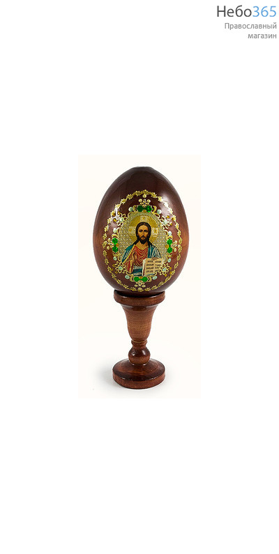  Яйцо пасхальное деревянное на подставке, с иконой со стразами, среднее, высота без подставки 10 см с иконами Спасителя, в ассортименте, фото 1 