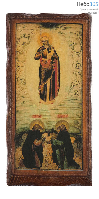  Икона на дереве 8х15,5, цифровая печать на прессованном хлопке, покрытая лаком икона Божией Матери Благодатное Небо, фото 1 