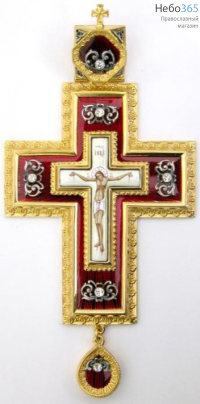  Крест наперсный № 146 серебро эмаль, гильяш, фото 1 