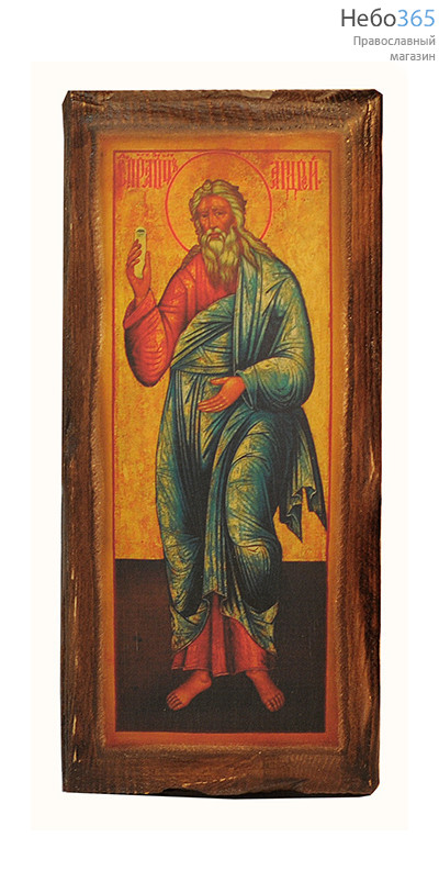  Икона на дереве 8х15,5, цифровая печать на прессованном хлопке, покрытая лаком Андрей Первозванный, апостол, фото 1 