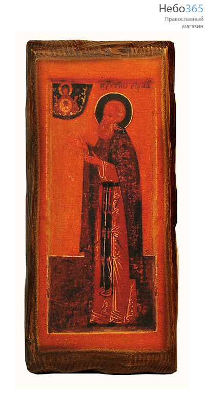  Икона на дереве 8х15,5, цифровая печать на прессованном хлопке, покрытая лаком Герман, преподобный, фото 1 