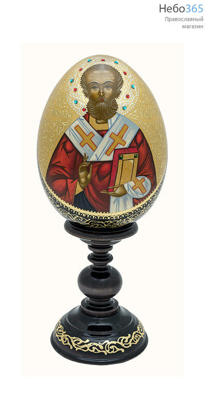  Яйцо пасхальное деревянное с писаной иконой, высотой 18 см., фото 1 
