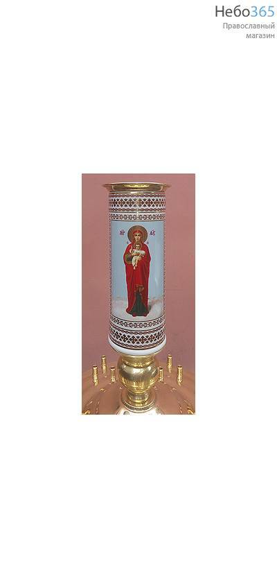  Труба для храмового подсвечника фарфоровая с иконой, шелкография, золото, в ассортименте с иконой Божией Матери Валаамская (ростовая), фото 1 