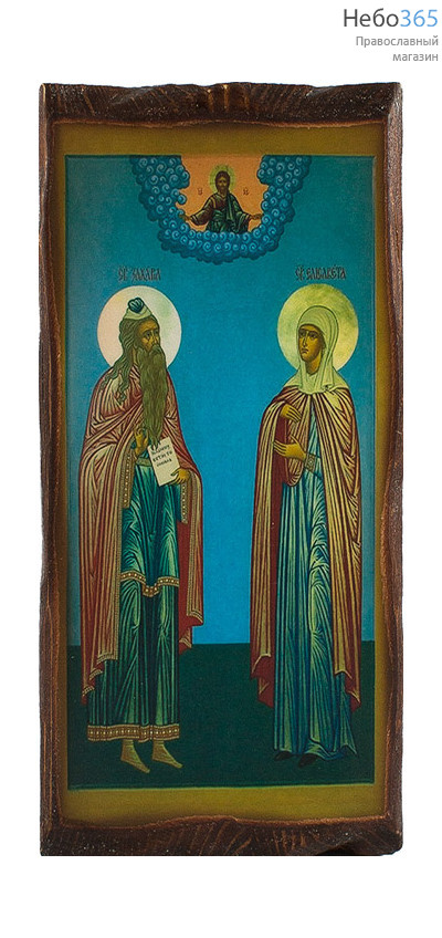  Икона на дереве 8х15,5 (8,5х16), цифровая печать на прессованном хлопке, покрытая лаком Захария и Елисавета, праведные, фото 1 