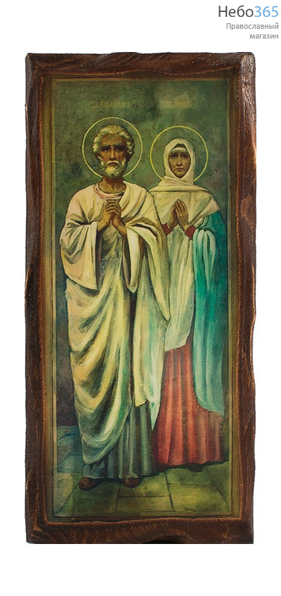  Икона на дереве 8х15,5 (8,5х16), цифровая печать на прессованном хлопке, покрытая лаком Иоаким и Анна, праведные, фото 1 