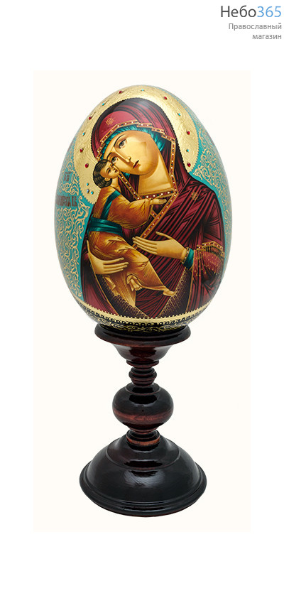  Яйцо пасхальное деревянное с писаной иконой, с перламутром, высотой 24 см., фото 1 