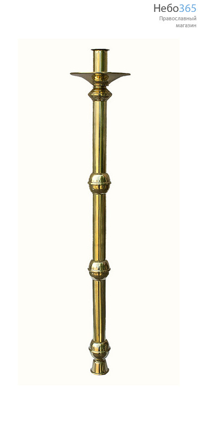  Подсвечник диаконский латунный ручной, с гладкой ручкой, внутренний диаметр 2,7 см, фото 1 