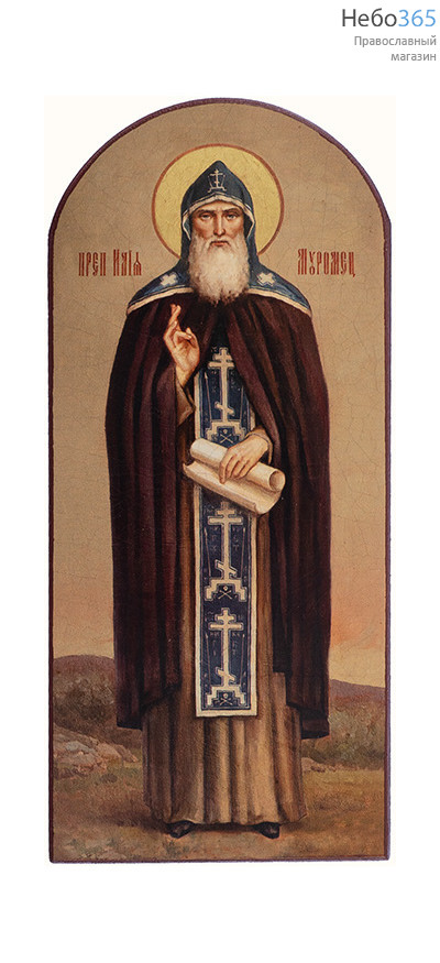  Илия Муромец, преподобный. Икона на дереве 12х5,2 см, печать на левкасе, золочение (ИМ-71), фото 1 