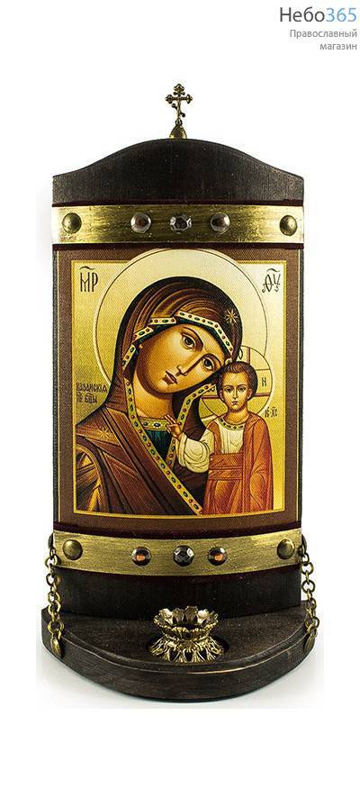  Икона на дереве (Пин) 13х29, иконная пара, выпуклая, с крестом, на подставке с подсвечником, фото 5 