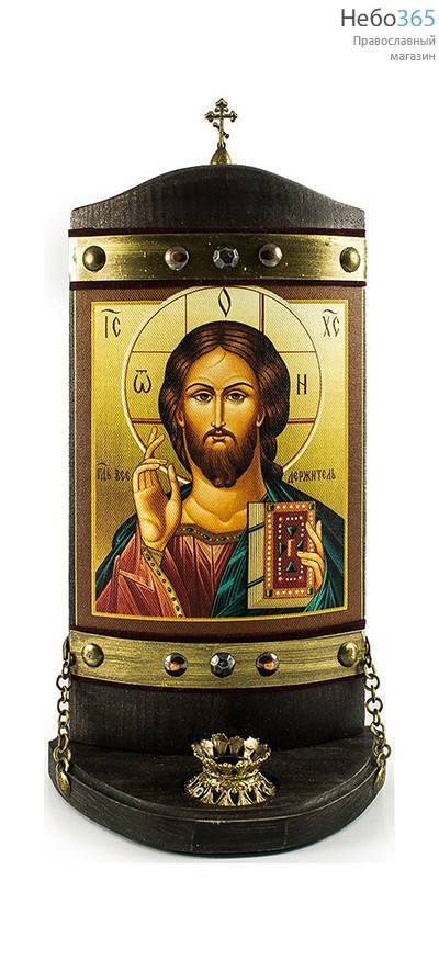  Икона на дереве (Пин) 13х29, иконная пара, выпуклая, с крестом, на подставке с подсвечником, фото 10 