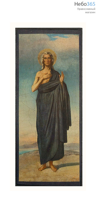  Мария Египетская, преподобная. Икона на дереве 12х5,2 см, печать на левкасе, золочение, без ковчега (МЕ-01) (Тих), фото 1 
