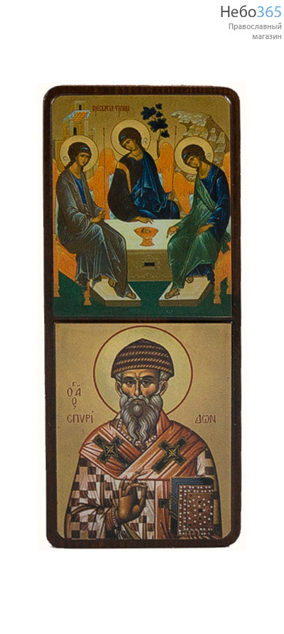  Икона на дереве  4х8, 4х9, покрытая лаком Святая Троица- святитель Спиридон Тримифунтский, фото 1 