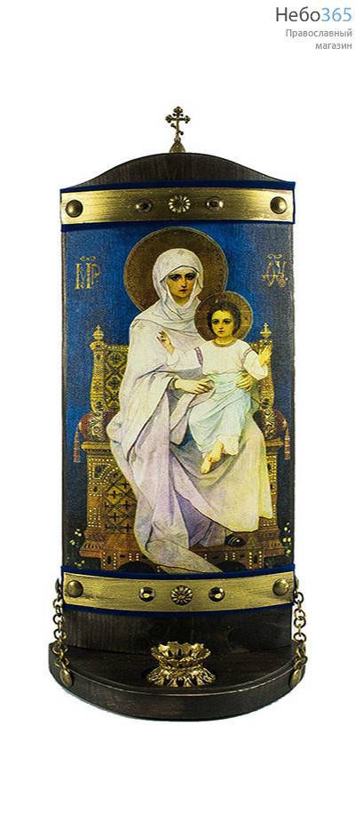  Икона на дереве (Пин) 13х29, иконная пара, выпуклая, с крестом, на подставке с подсвечником, фото 13 