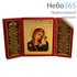  Складень бархатный с иконой 13х16, с молитвой, тройной Божией Матери Казанская, фото 1 