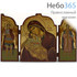  Складень деревянный B 81, 14х20, тройной, ручное золочение с иконой Божией Матери Сладкое лобзание, фото 1 