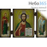  Складень деревянный 13х7, тройной Господь Вседержитель - Богородица - святитель Николай, фото 1 