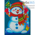  Сувенир рождественский картонный "Стойка фигурная с подставкой", цветной, с блестками, 4 видов, в ассортименте (в уп.- 10 шт.) Веселый снеговик. ГС7925, фото 1 