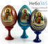  Яйцо пасхальное деревянное на подставке, цветное, с иконой, высотой б/п:8 см., н/п: 11.5 см с иконами Спасителя, в ассортименте, фото 1 