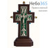  Крест деревянный 17128-1, с вклейкой из гальваники, с эмалью, на подставке, с камнями, малый. с зеленой эмалью, фото 1 
