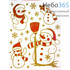  Витраж для украшения окон плёночный рождественский, 30 х 42 см, в ассортименте, 2728 №16  Снеговики, золотые с красным., фото 1 