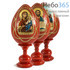  Яйцо пасхальное деревянное на подставке, с иконой, красное, среднее, с золотой отделкой, высотой 14см   в ассортименте из имеющихся разновидностей, фото 1 