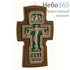  Крест деревянный 17109-1 с вклейкой из гальваники, с медными элементами, с эмалью с зеленой эмалью, фото 1 