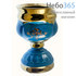  Лампада настольная керамическая Кубок, средняя, на высокой ножке, с эмалью и золотом цвет: голубой, фото 1 