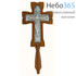  Крест деревянный напрестольный 17137 с ручкой, с вклейкой из гальваники, с посеребрением, резной, ажурный, с камнями, с ангелами, из ясеня,, фото 1 