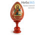  Яйцо пасхальное деревянное на подставке, с иконой, красное, среднее, с золотой отделкой, высотой 14см с иконой Господь Вседержитель, фото 1 