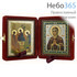  Складень бархатный 15х9 см с иконами 6х7,5 см (Ж) икона Божией Матери Умягчение злых сердец - Святая Троица, фото 1 