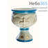  Лампада настольная керамическая "Кубок", средняя, резная, с эмалью и золотомРРР бело-голубой, фото 1 