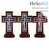  Крест деревянный 17123-1, с вклейкой из гальваники, с эмалью, на подставке, плетенка, с посеребрением, ясень, фото 1 