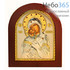  Икона в ризе (Ж) EK499-ХAG 16х19, шелкография, посеребрение, позолота, на деревянной основе, со стразами, арочная икона Божией Матери Владимирская, фото 1 