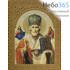 Икона на дереве 29х39х2,3 см, покрытая лаком - цветная узорная рамка (П-3) Николай Чудотворец, святитель, фото 1 